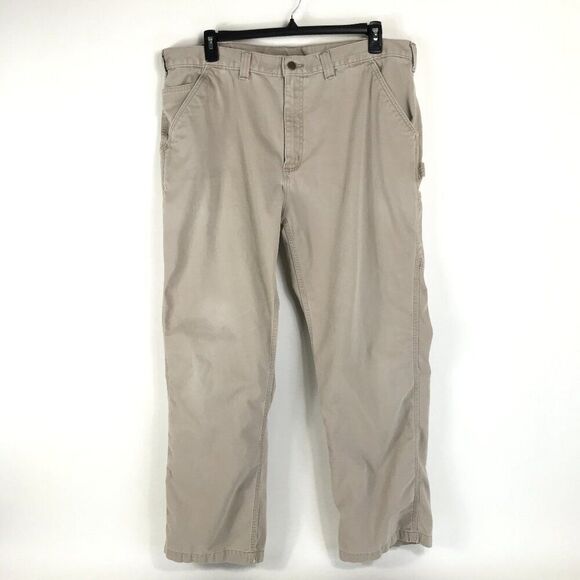 Carhartt Relaxed Fit Utility Work Pant Men's Size 42x32 Khaki 100% Cotton Twill - Picture 1 of 11